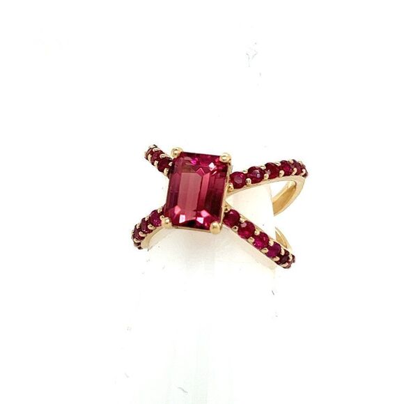 Natural Pink Tourmaline Ruby Ring 6 14k Y Gold 3.33 TCW Certified $5,950 216193 - Picture 5 of 9